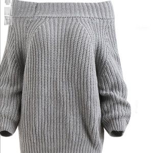 Off the Shoulder Sweater in Light Gray